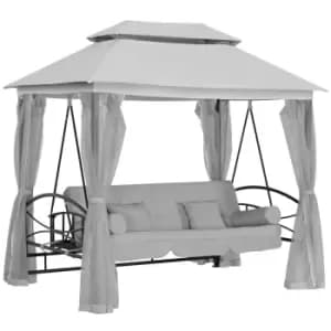 Outsunny 3 Seater Swing Chair Hammock Gazebo Patio Bench Outdoor - Light Grey