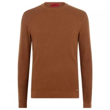 Hugo Boss Smulton Textured Crew Neck Jumper Beige Size L Men