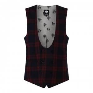 Twisted Tailor Ginger Skinny Fit Waistcoat - Red