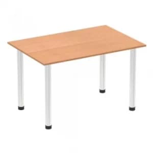 Impulse 1200mm Straight Table Oak Top Chrome Post Leg I003585