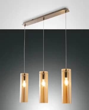 Sintesi Straight Bar Pendant Ceiling Light Amber Glass, E27