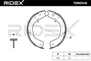 RIDEX Brake Shoes 70B0148 Brake Shoe Set,Brake Lining MITSUBISHI,PAJERO IV (V8_W, V9_W),PAJERO III (V7_W, V6_W),PAJERO PININ (H6_W, H7_W)