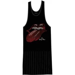 The Rolling Stones Vintage Tongue Logo with Tassels Ladies Large Tee Vest - Black