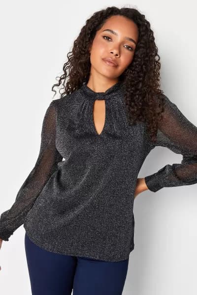 Shimmer Keyhole Blouse