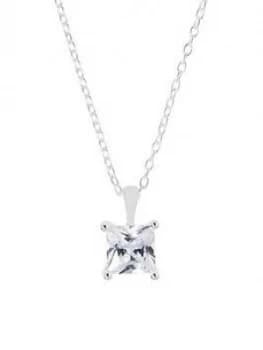 Accessorize Accessorize Princess Cut Cz Solitaire Necklace