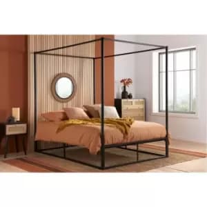 Farringdon Small Double Metal 4 Poster Bed Black - Black