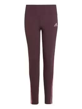 adidas Future Icons Kids Girls 3 Stripe Leggings - Dark Brown, Size 5-6 Years