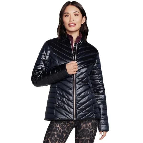 Skechers Womens Go Shield Shine Full Zip Padded Coat S - UK Size 8-10, Bust 34.5 - 35.5' Black SKE2308-BLK-S