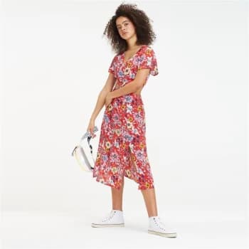 Tommy Jeans Floral Fast Midi Dress - Floral/Flame695