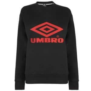 Umbro Umbro Womens Logo Crew Sweater - Black/Riot Red