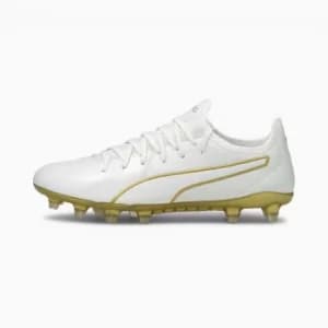 Mens PUMA King Pro FG Football Boots, White/Gold, size 10.5, Shoes