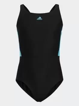 Boys, adidas Colorblock 3-stripes Swimsuit, Black, Size 5-6 Years