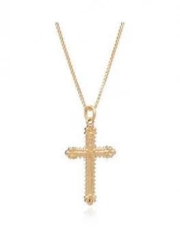 Rachel Jackson London 22Ct Gold Plated Silver Floral Cross Charm Pendant Necklace