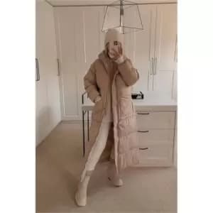 I Saw It First Stone Premium Long Padded Coat - Brown