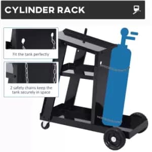 Three-Tier Welding Cart Welder Trolley for Gas Bottles, Black - Durhand