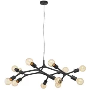 Eglo - Bocadella 12 Lamp Multi Arm Pendant Ceiling Light Black