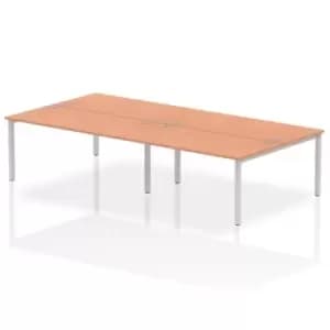 Impulse Bench B2B 4 Person 1600 Silver Frame Office Bench Desk Beech