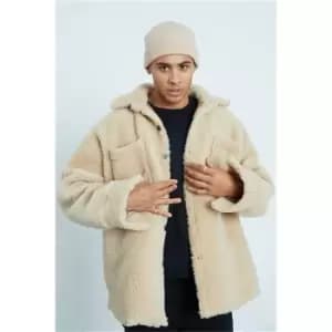 I Saw It First Cream Borg Trucker Jacket - White