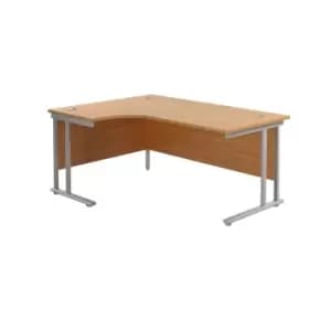 Twin Upright Rectangular Left Hand Desk With Silver Frame - 1600mm - Nova Oak