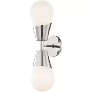 Cora 2 Light Wall Sconce Polished Nickel, Glass