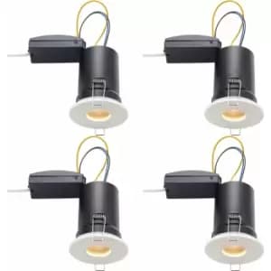 Loops - 4 pack Fire Rated IP65 Recessed Ceiling Downlight - 50W GU10 - Matt White