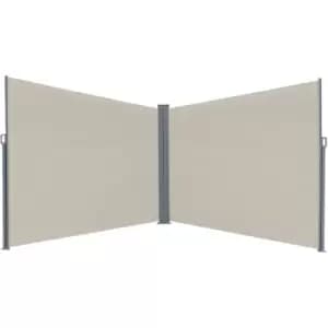 Outsunny Retractable Double Side Awning Folding Privacy Screen Fence White