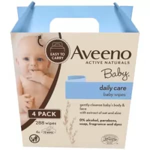 Aveeno Baby Daily Care Wipes 72x x 4 Packs