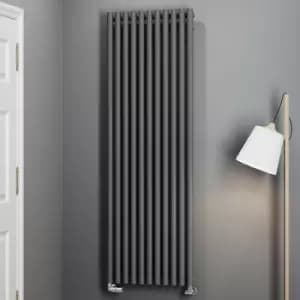 Grey Horizontal Designer Radiator Oval Column Central Heating Rads 1800 x 590mm - Grey
