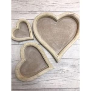 Set of 3 Wooden Heart Trays