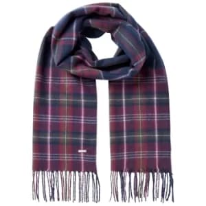 Joules Womens Bracken Check Warm Handle Scarf Navy Purple Check