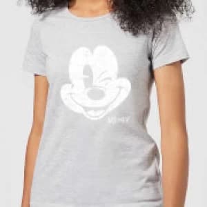 Disney Mickey Mouse Worn Face Womens T-Shirt - Grey - 3XL