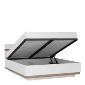 Chelsea King Size Bed In White With Oak Effect Trim And Lift Up Function