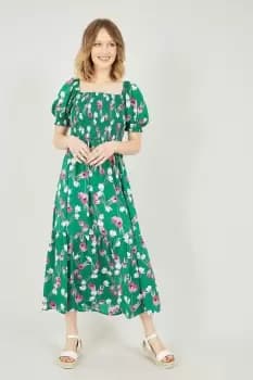 Green Floral Midi Dress
