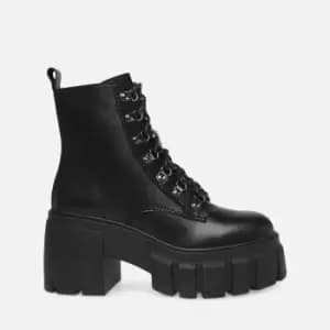 Steve Madden Womens Bewilder Leather Heeled Hiking Style Boots - Black - UK 3
