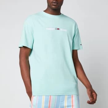 Tommy Jeans Mens Linear Logo T-Shirt - Aqua Coast - L