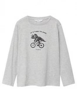 Mango Boys Dinosaur Long Sleeve T-Shirt - Grey
