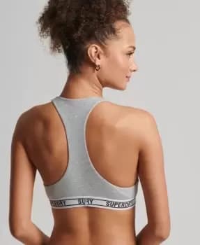 Superdry Womens Organic Cotton Crop Bralette Grey / Grey Marl - Size: 12