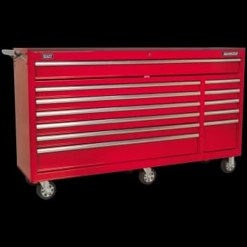 Sealey Superline Pro 12 Drawer Heavy Duty Wide Roller Cabinet Red