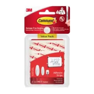 3M Command Small, Medium & Large White Replacement Adhesive Strip (Holds)4.4Kg, Pack Of 16