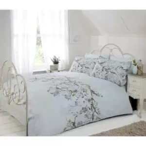 Eloise Oriental Blossom Duvet Cover and Pillowcase Set (Duck Egg, Double)