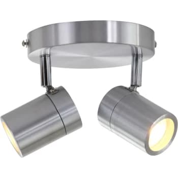 Sienna Lighting - Sienna Upround Twin Spotlight Brushed Steel IP44
