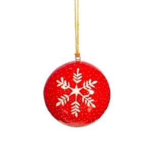 Red Snowflake Paper Mache Bauble