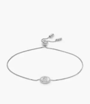 Fossil Women Sterling Silver Texture Circle Chain Bracelet