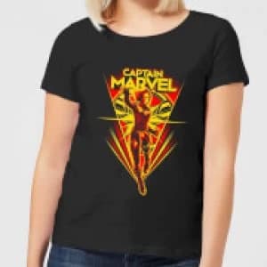 Captain Marvel Freefall Womens T-Shirt - Black