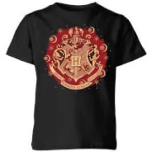 Harry Potter Hogwarts Christmas Crest Kids T-Shirt - Black - 11-12 Years