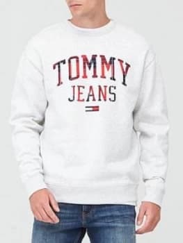 Tommy Jeans Tjm Plaid Tommy Graphic Crew Sweatshirt - Grey