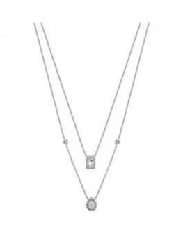 Simply Silver Double Emerald And Pear Cut Halo Pendant Necklace