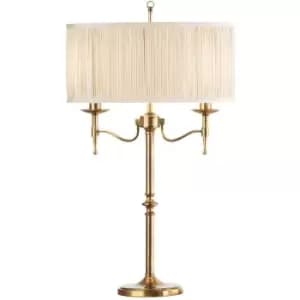 Avery Luxury Twin Table Lamp Antique Brass & Beige Shade Traditional Bulb Holder