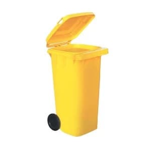 Wheelie Bin 120 Litre High Density Polythene Yellow with Rear Wheels