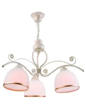 Retro Multi Arm Pendant Ceiling Light White, 3x E27